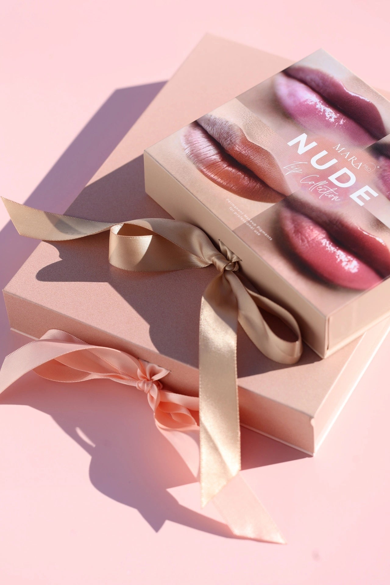 MARA PRO nude lip collection box with ribbons