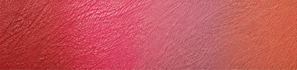 Row of nude, rose and peach lip colour swatches from the MARA PRO collection booklet